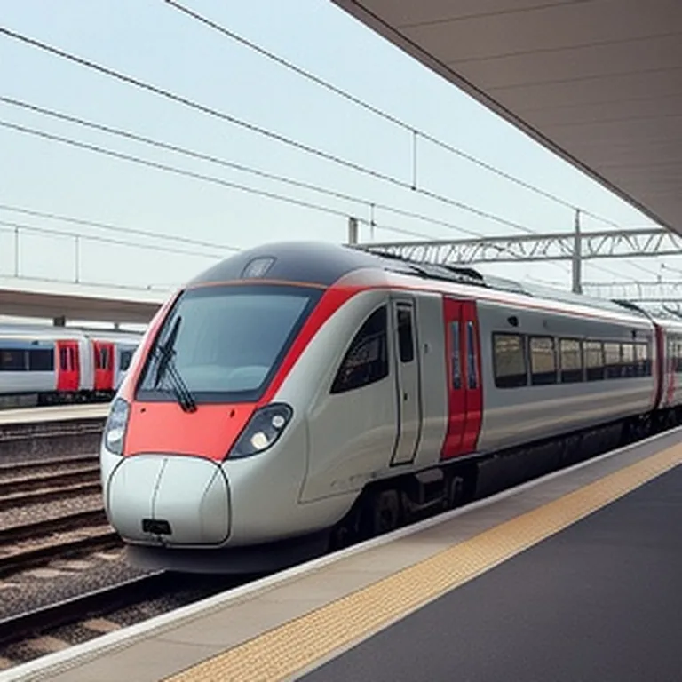 White and red commuter train waiting at the airport station platform