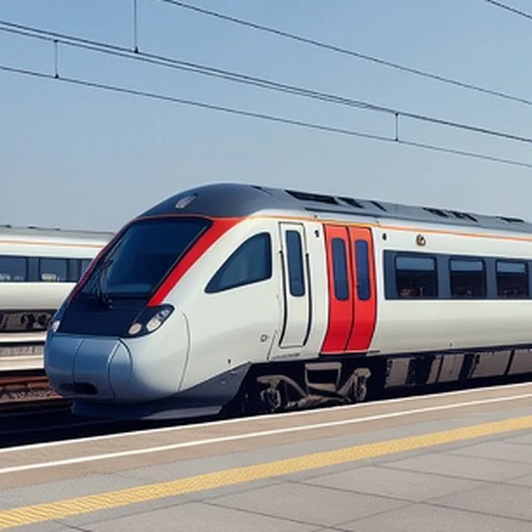Tren blanco y rojo de cercanías esperando en el andén de la estación del aeropuerto