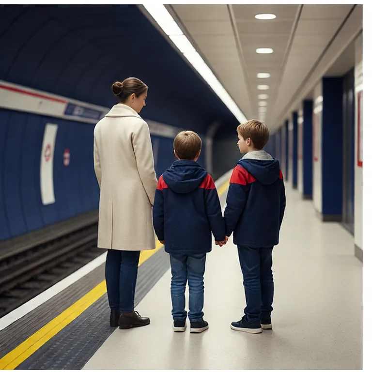 Family with two children waiting on an Underground platform