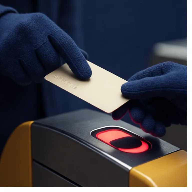 Hand tapping a contactless card on the yellow and blue reader of a London Underground gate