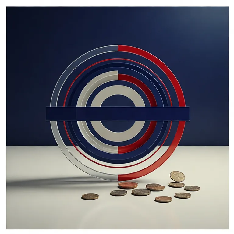 Roundel du métro de Londres avec des pièces empilées, illustrant les tarifs par zones