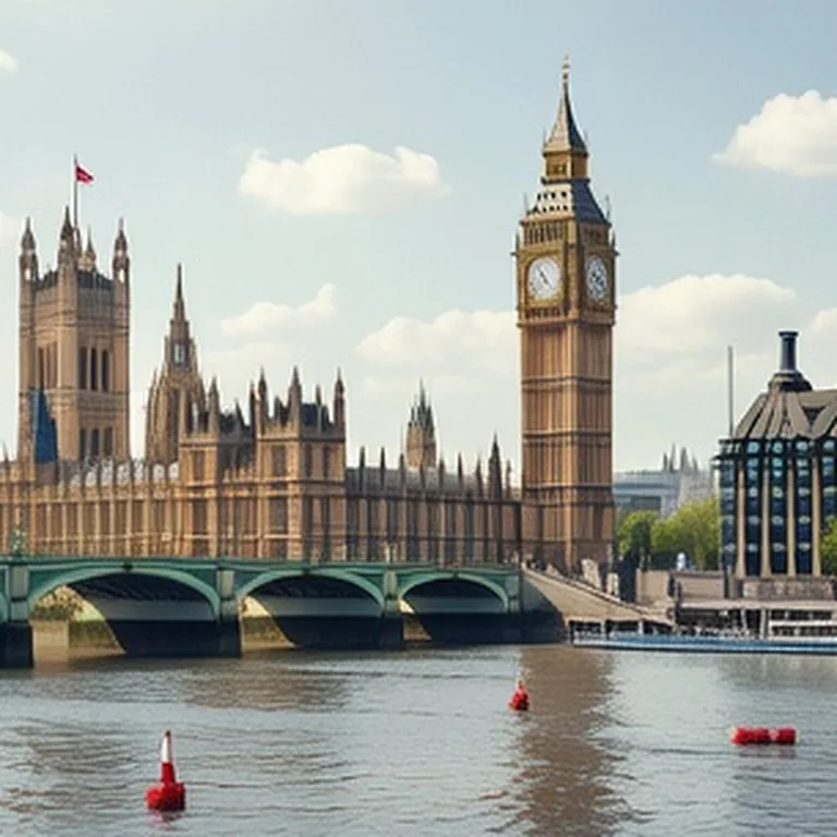 Big Ben and the Palace of Westminster seen from the South Bank of the Thames