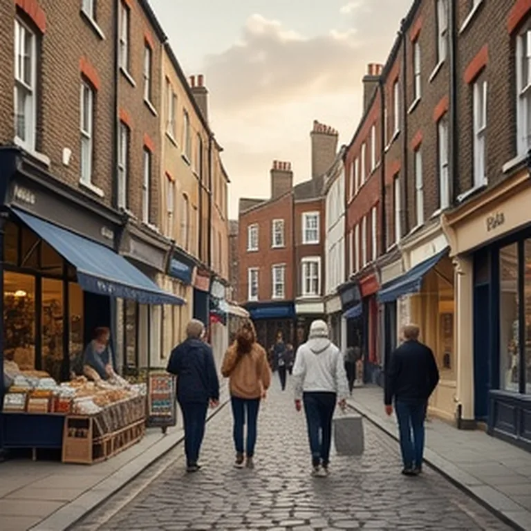 Cobbled street with local shops next to the station