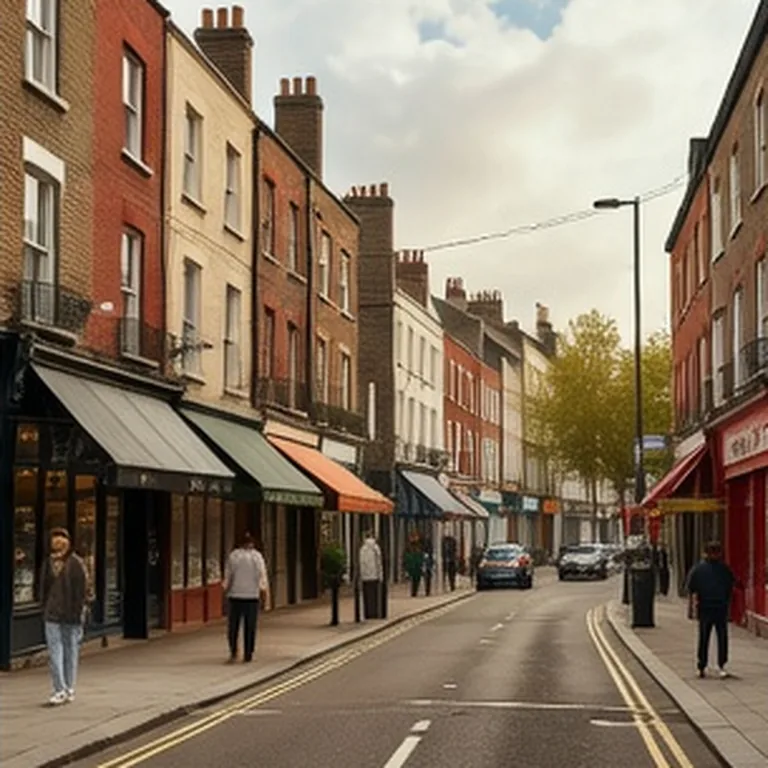Calle adoquinada con tiendas locales junto a la estación